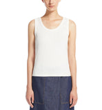 Top Weekend donna Multic 2515941022600 Bianco cotone scollo tondo spalline costine aderente