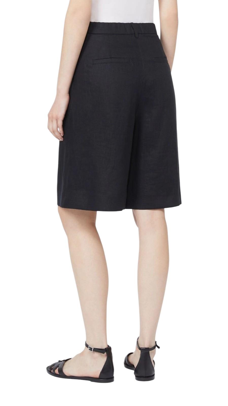 STUDIO Bermuda Studio donna 2616141012600 035 Caravan lungo in tela di lino Nero<BR/> 2616141012600 035 