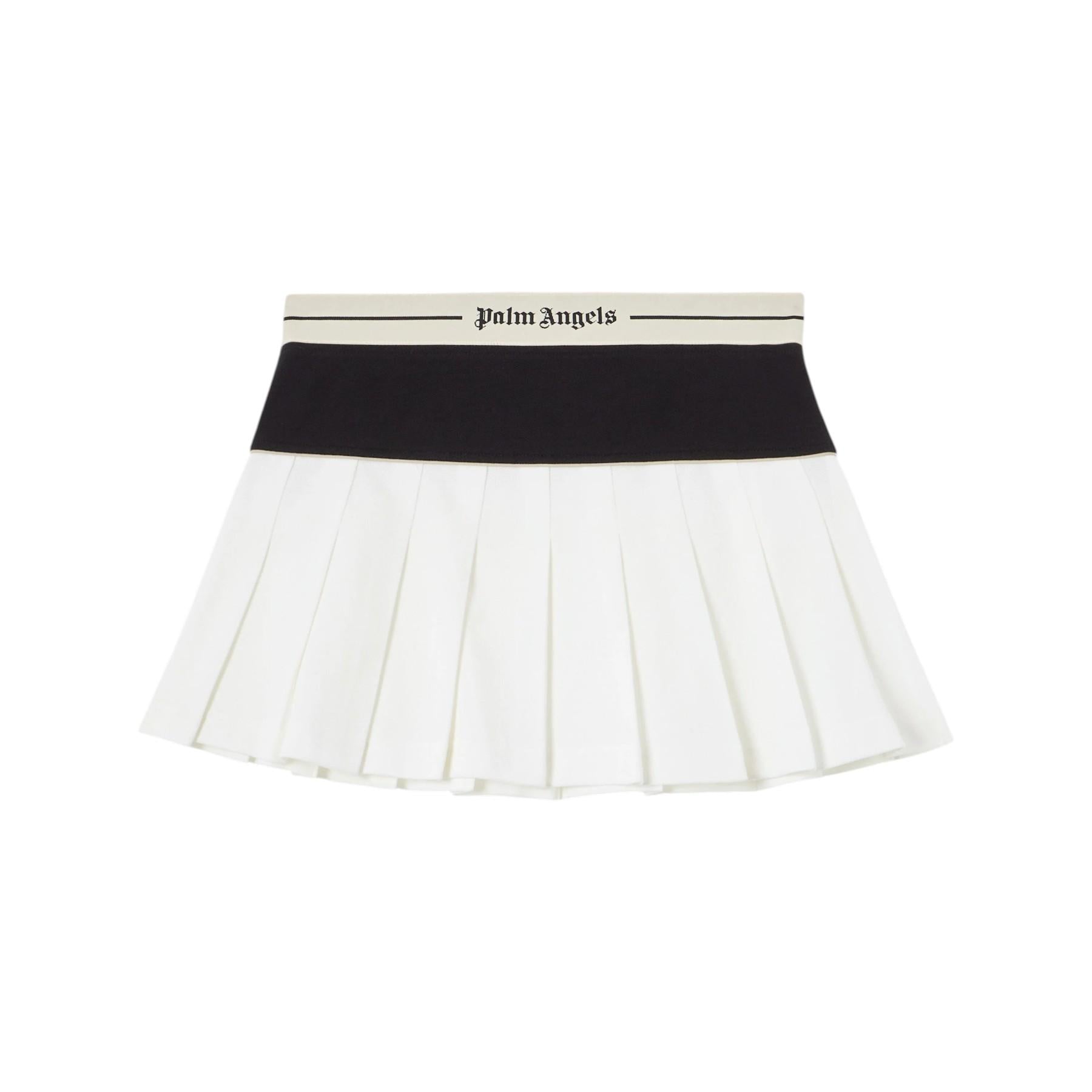 PALM ANGELS Gonna Palm Angels donna PWCC095S26FAB0010 310 Classic Logo Pleated Bianco<BR/> PWCC095S26FAB001 0310 