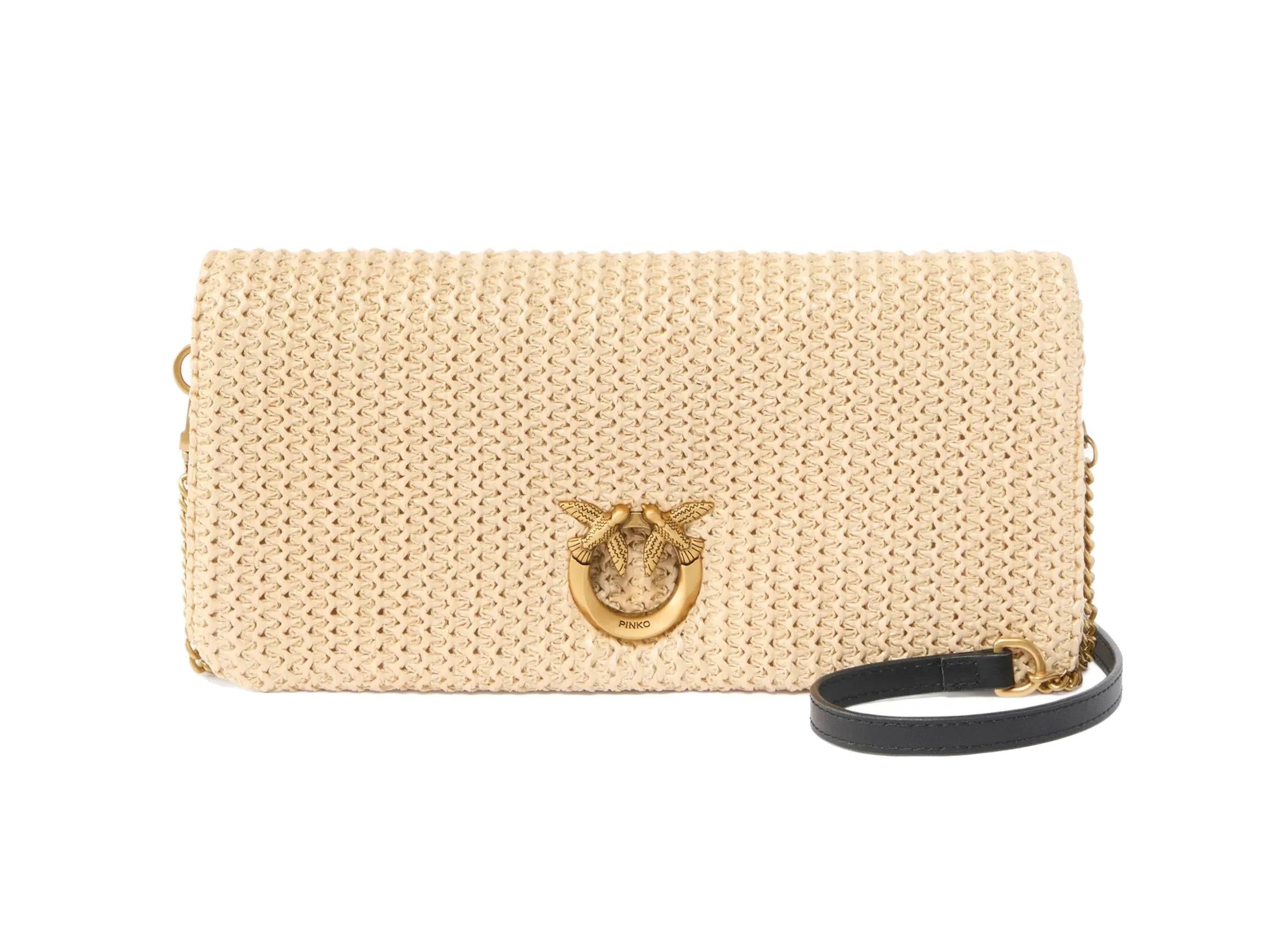 PINKO Pochette Pinko donna 106022A391C 24Q Soft Horizontal Classic media rafia Beige<BR/> 106022A391 C24Q 