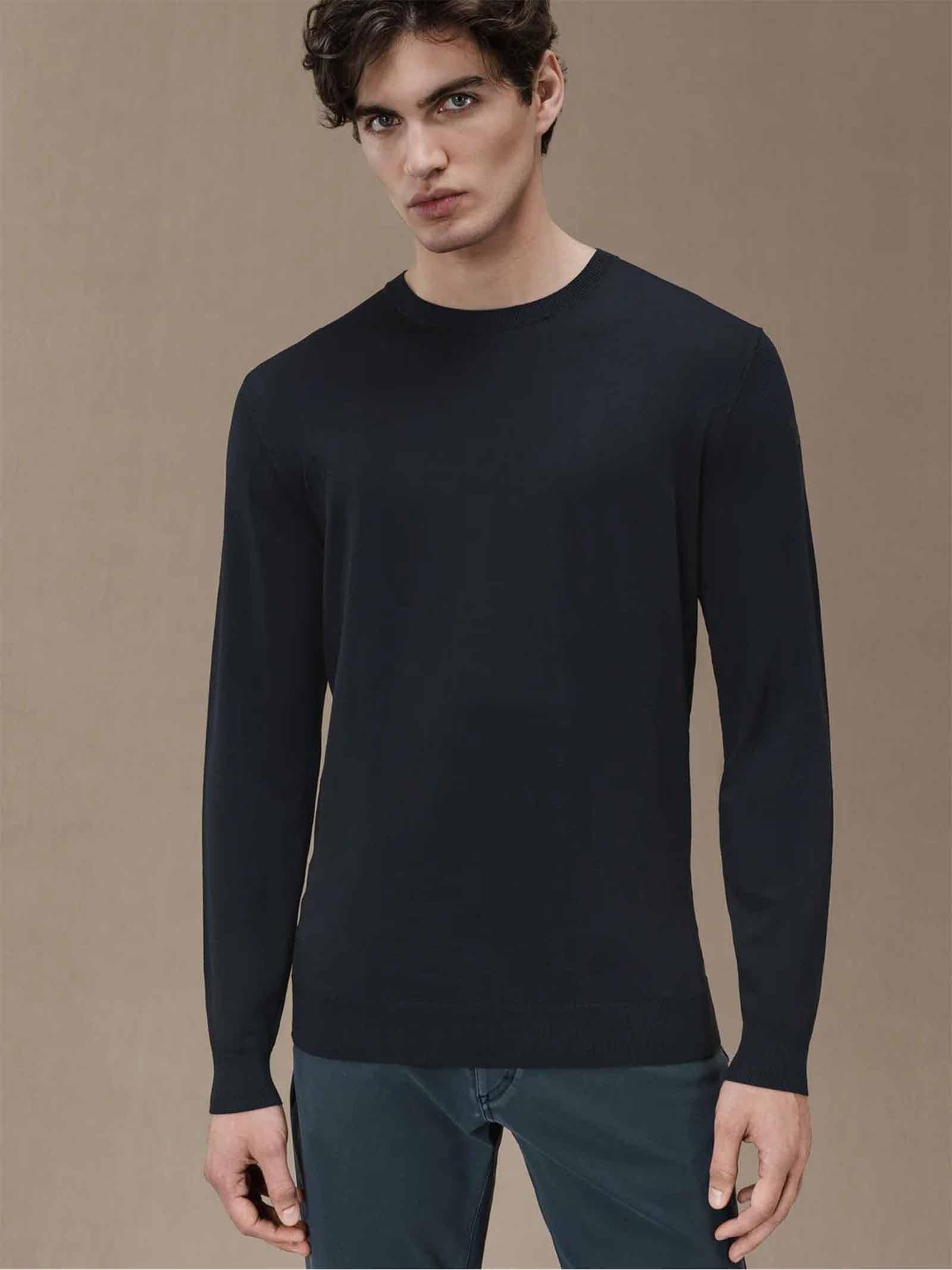 RRD Maglia RRD uomo MAXELL ROUND KNIT W24158 Blu girocollo colletto polsi fondo W24158 60 