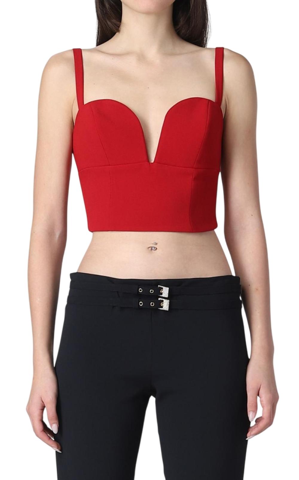 ELISABETTA FRANCHI Top Elisabetta Franchi donna TO04561E2045 The Femme Paradox Lacca Rosso<BR/> TO04561E2 045 