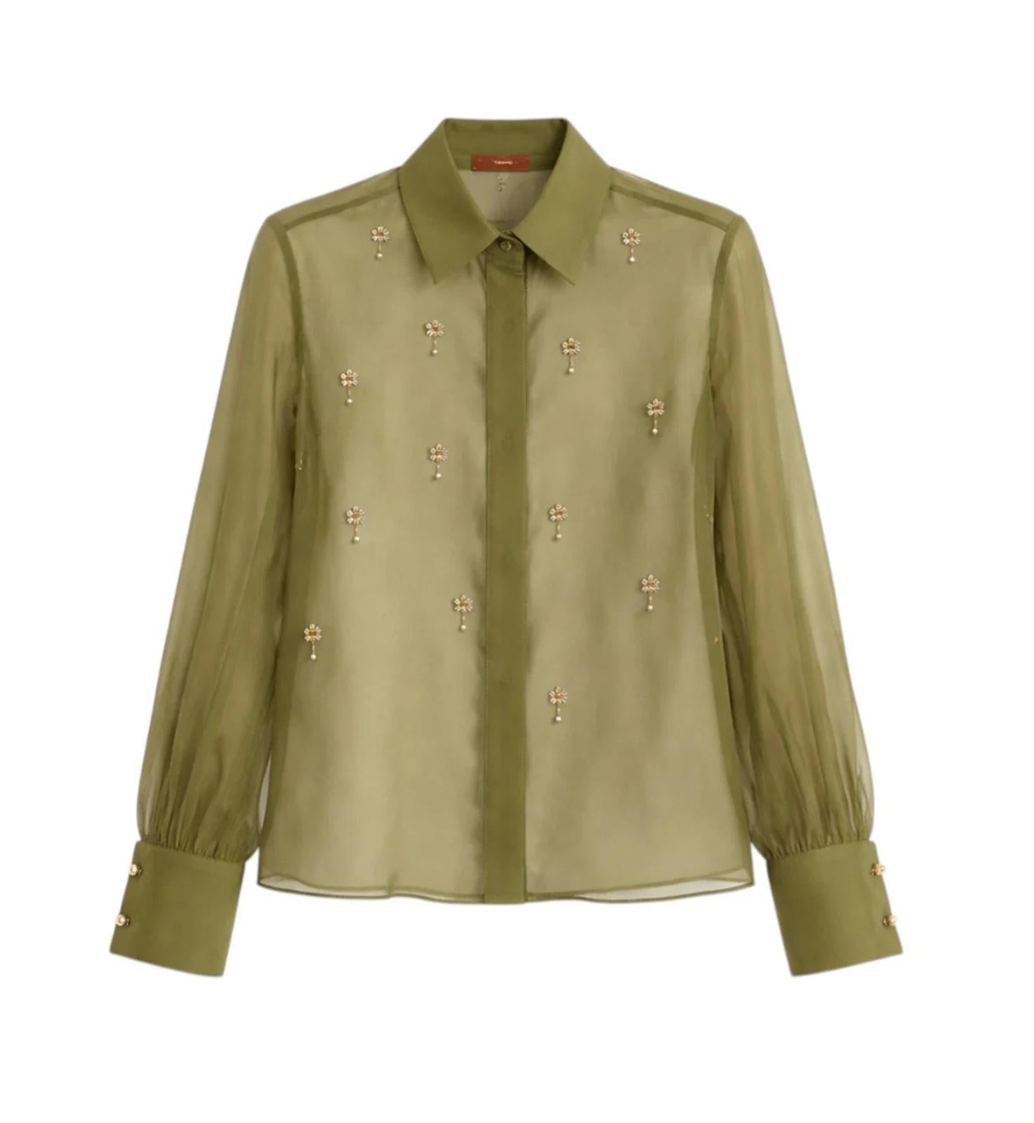 STUDIO Camicia Studio donna 2616261013600 010 Agi in organza Verde oliva<BR/> 2616261013600 010 