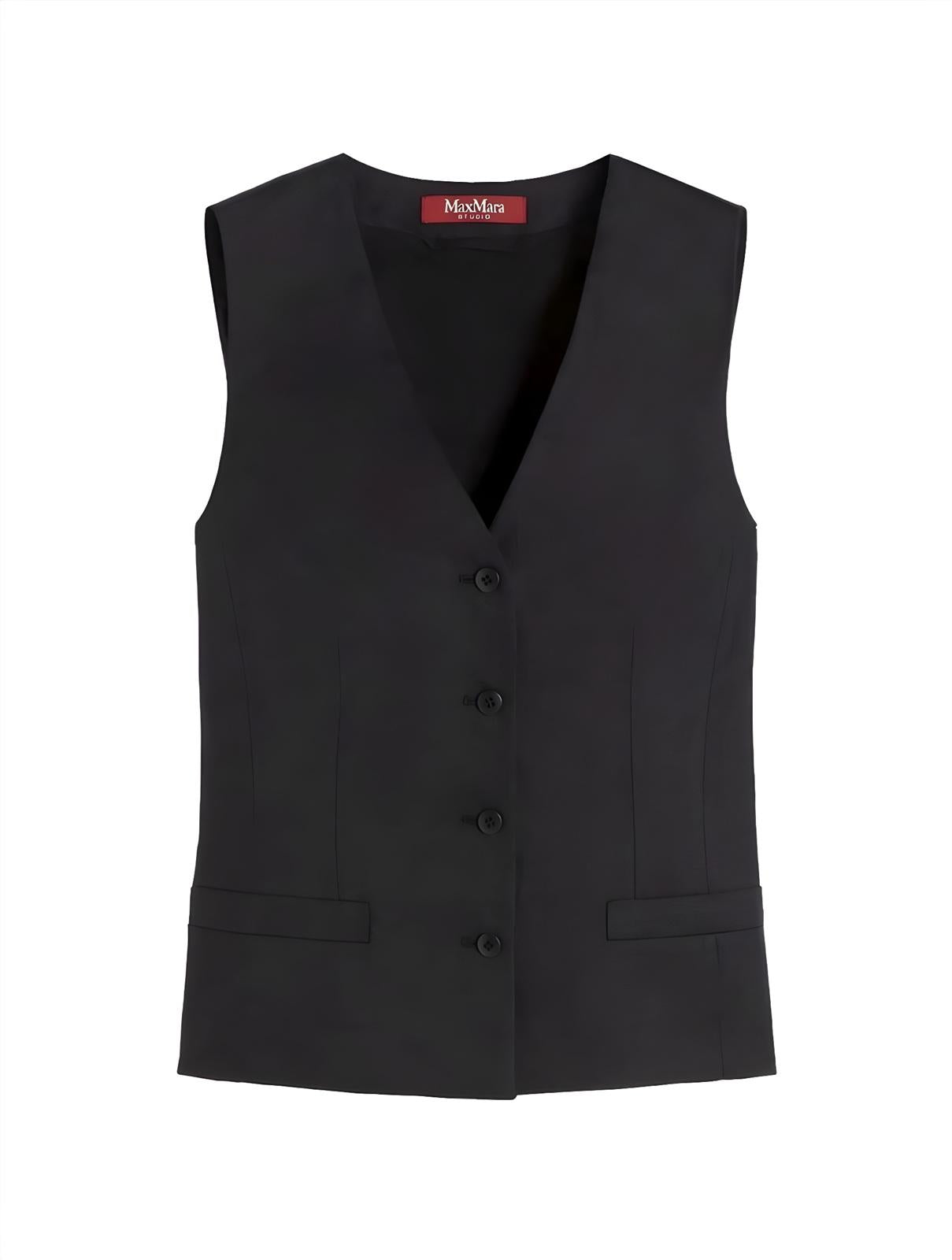 STUDIO Gilet Studio donna 2616151012600 035 Carnetin in tela di lino Nero<BR/> 2616151012600 035 