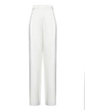 Pantalone Studio Max Mara donna Ieti 2516131023600 Bianco tasche vita alta gamba larga zip