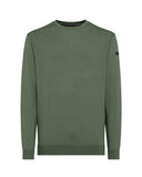 RRD men's sweater 26104 27 Maxell Round Knit in military green stretch yarn