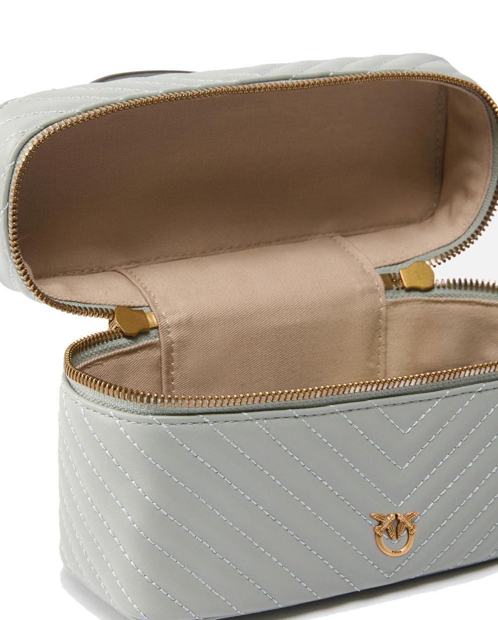 PINKO Beauty case Pinko donna 106382A0GK Vanity soft mini grigio tracolla  nappa chevron<BR/> 106382A0GK K32Q 