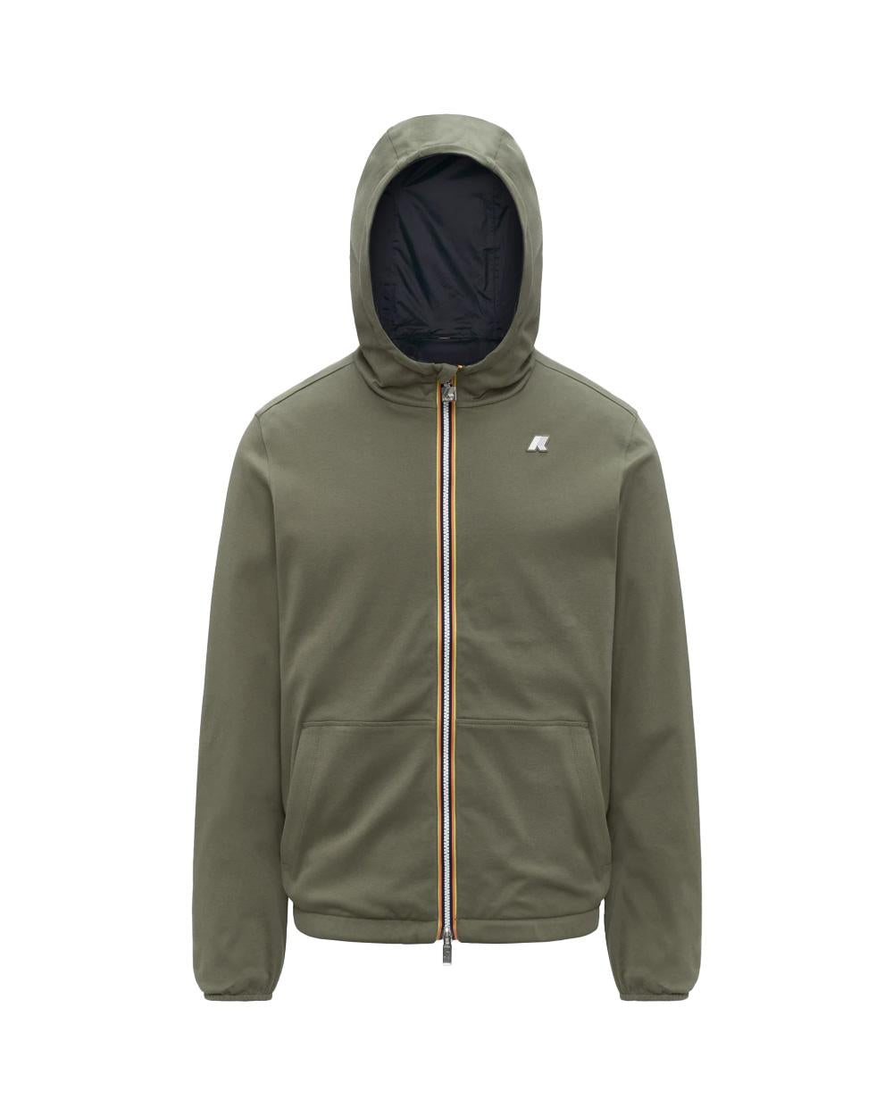 K-WAY Giubbino K-WAY unisex K8134TW JAKE REVERSIBLE INTERLOCK Verde Blu reversibile cappuccio zip tasca slim K8134TW B1R 