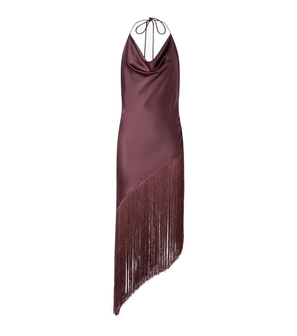 PINKO Top donna Pinko 106430A33D uva bordeaux asimmetrico satin frange 106430A33D R57 