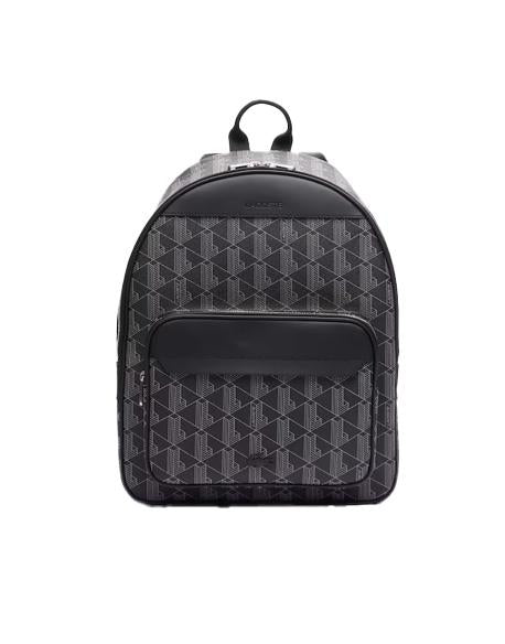 LACOSTE Zaino Lacoste uomo Monogram Noir Gris NH3649LX Nero tasca anteriore con zip due tasche di rete chiusura con zip manici spallacci NH3649LX H45 
