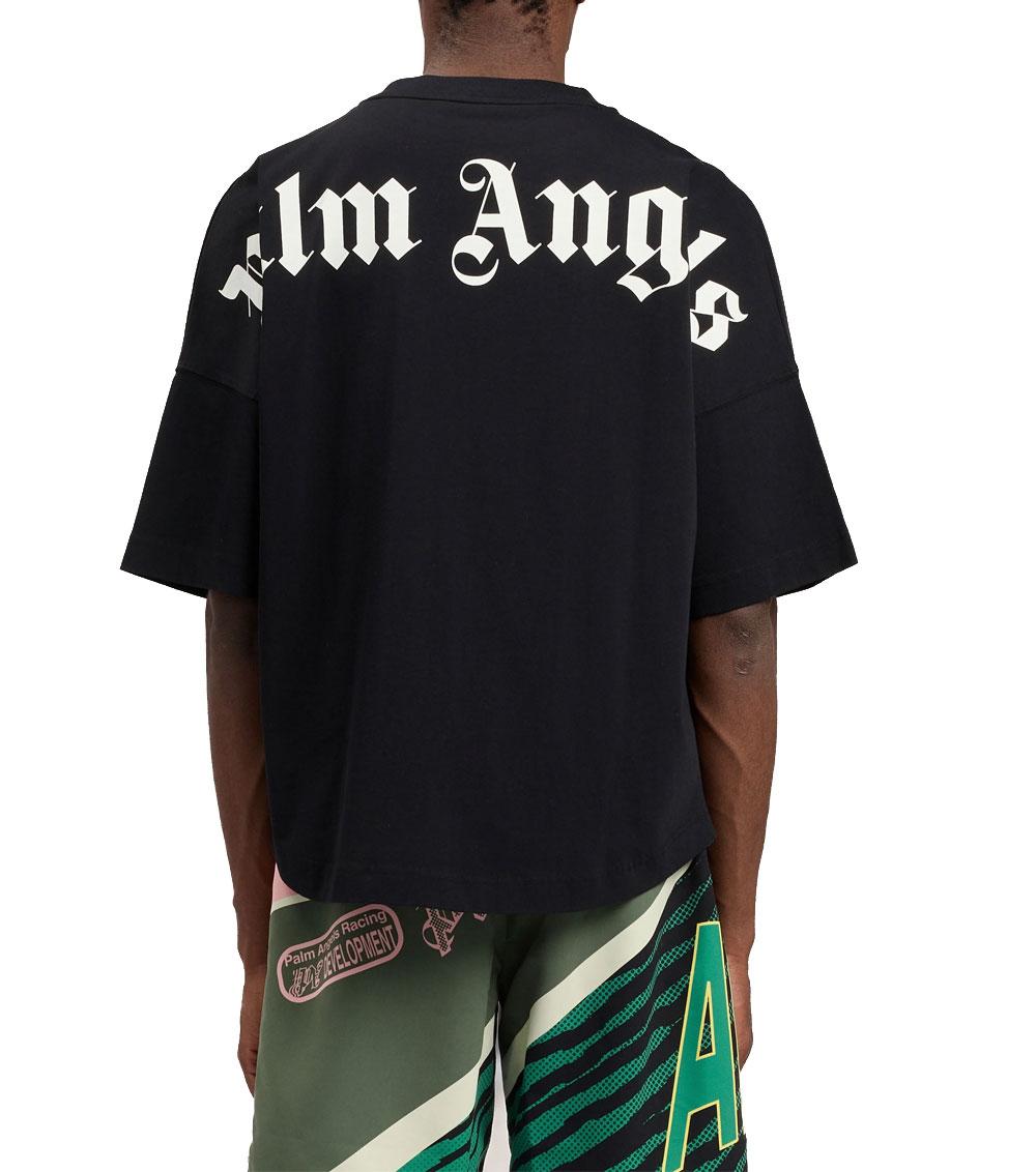 PALM ANGELS T-shirt Palm Angels uomo PMAA10BS26JER001 nera logo classico sopra<BR/> PMAA10BS26JER001 1003 