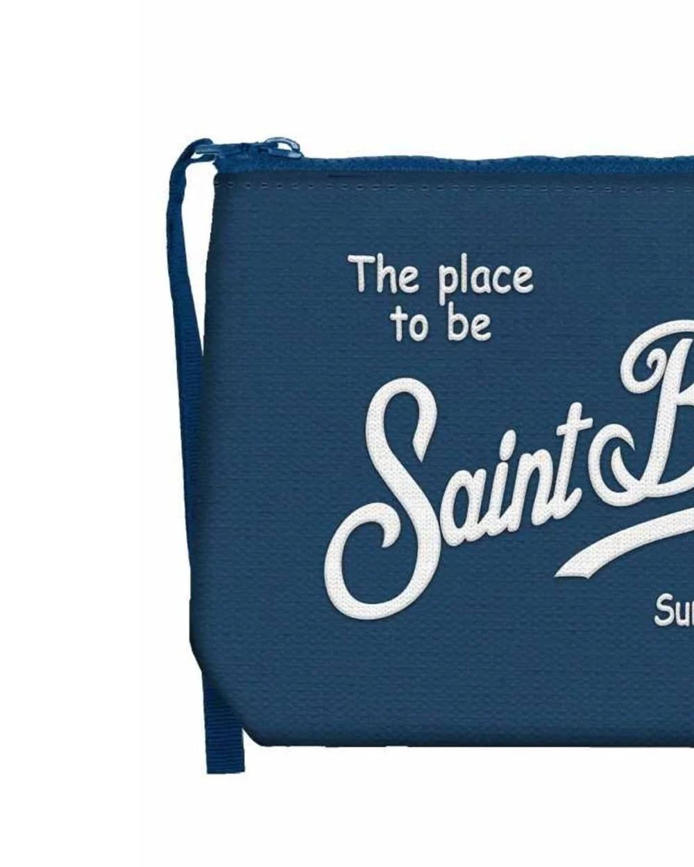 MC2 SAINT BARTH Pochette MC2 SAINT BARTH uomo ALINE CANVAS ALI004700244L Blu canvas zip logo<BR/><BR/><BR/> ALI004700244L 61 