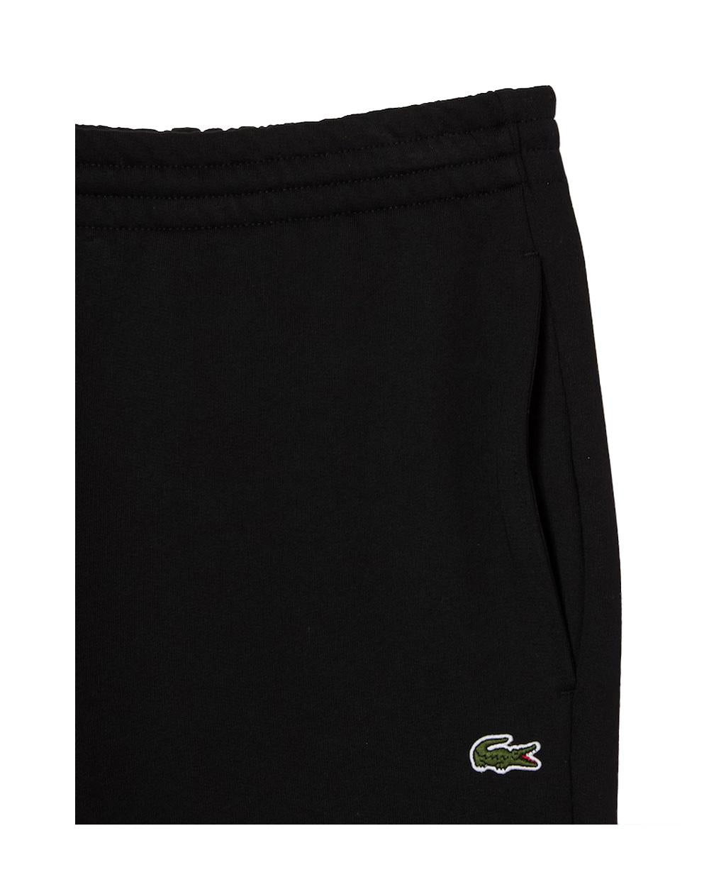 LACOSTE Pantalone Lacoste uomo XH9624 Nero slim fit cotone organico spazzolato polsini a costine alle caviglie coulisse interna  polsini a costine alle caviglie e la coulisse interna XH9624 031 