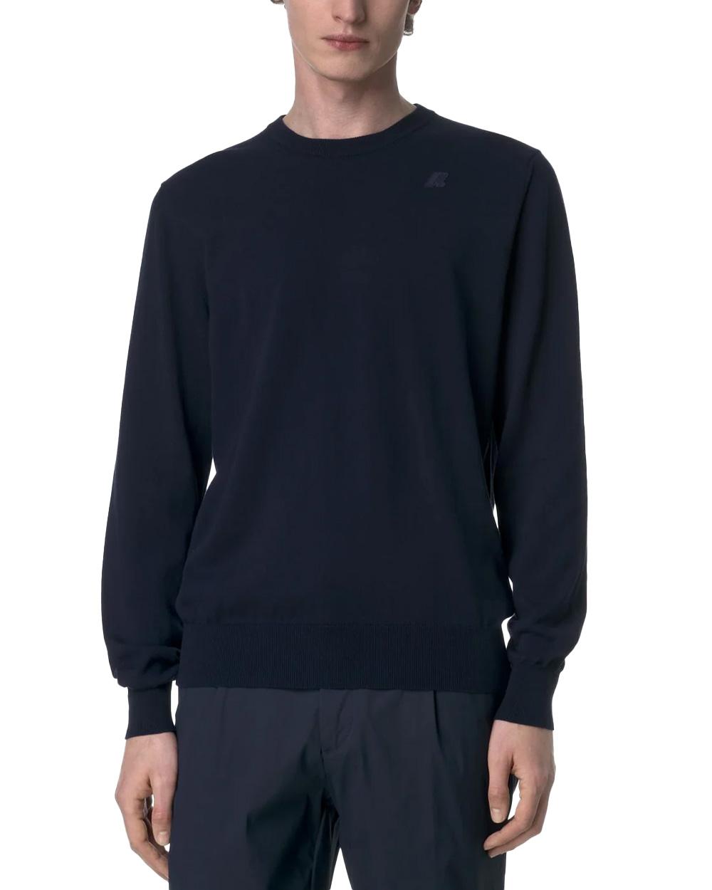 K-WAY Maglia K-WAY uomo K4122YW SEBASTIEN COTTON PS Blu rasata cotone girocollo logo K4122YW K89 