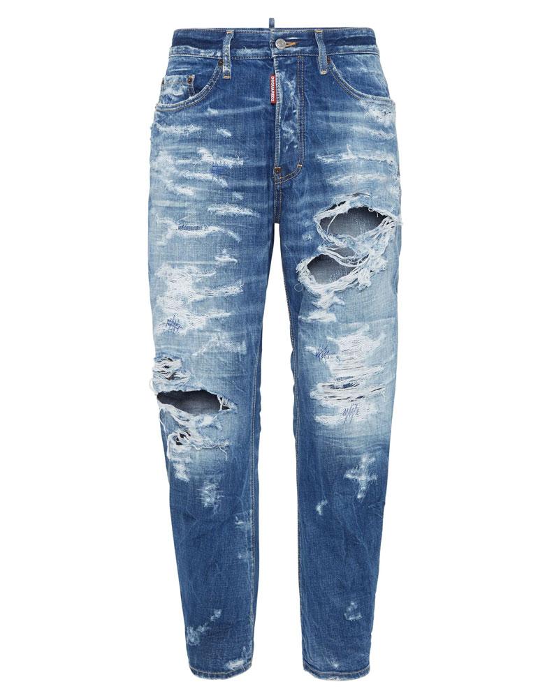 DSQUARED2 Jeans Dsquared2 uomo S74LB1650S30309 blu medium super ripped wash bro <BR/> S74LB1650S30309 470 