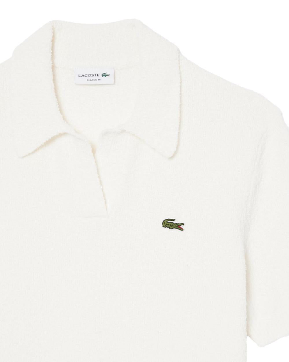 LACOSTE Polo LACOSTE uomo AH0618 Bianco cotone classic fit finitura a coste AH0618 70V 