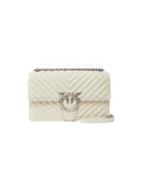 PINKO women's bag LOVE ONE CLASSIC DC 100941A0GK White silver leather shoulder strap quilted nappa