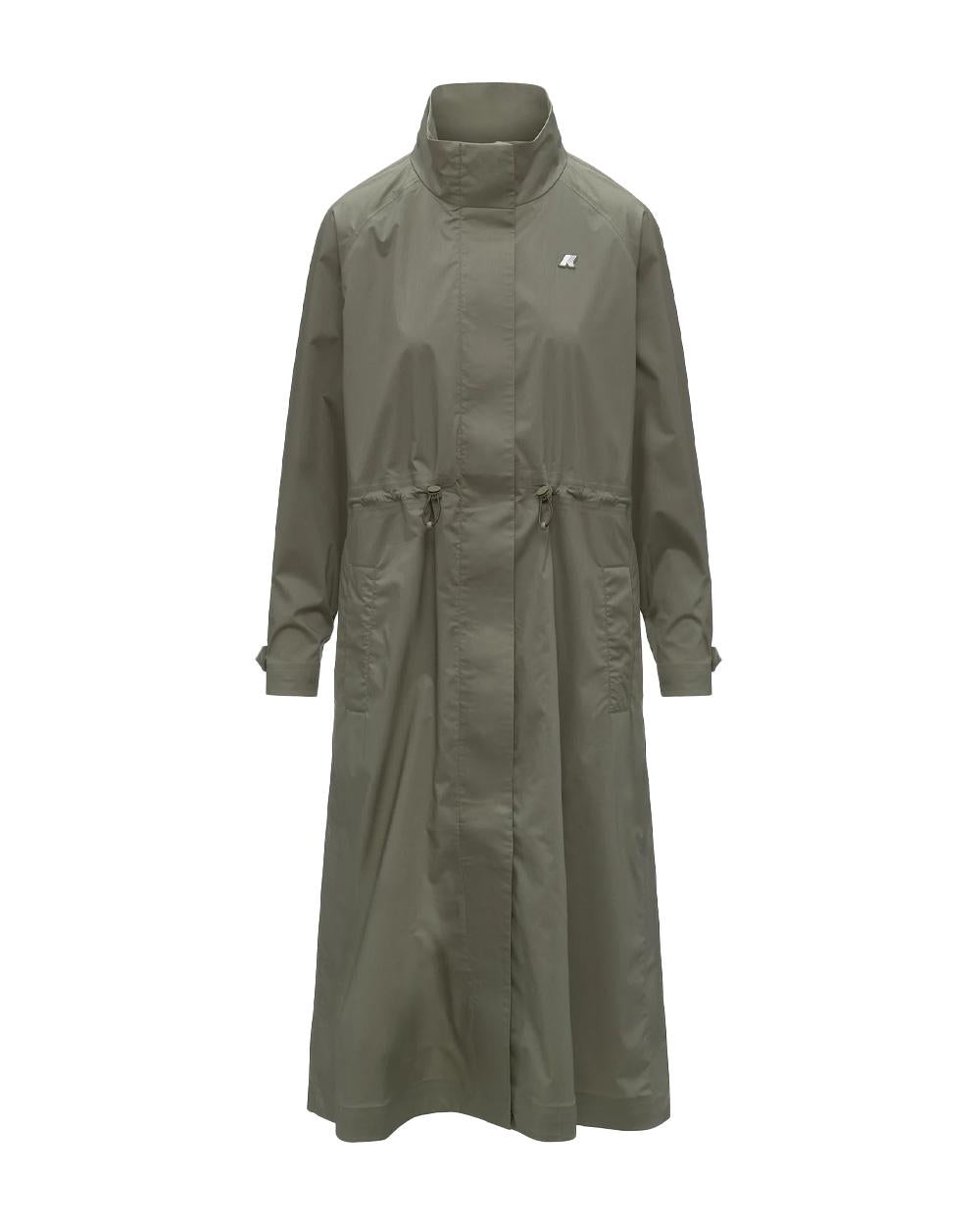 K-WAY Giubbino K-WAY donna K8143SW BARBREIN COTTON 3LAYERS AF Verde zip vita regolabile corda elastica tessuto tre strati K8143SW V15 