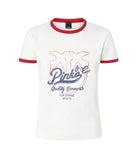 T-shirt Pinko donna 106902A3C2 ZRE Imperia con stampa logata Bianco Rosso Blu