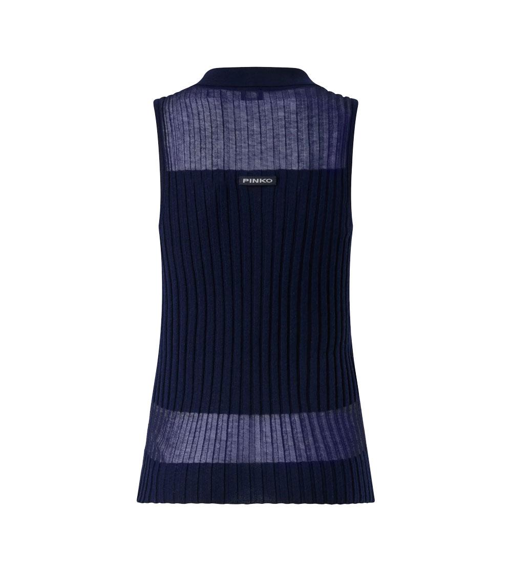PINKO Canotta donna Pinko 106318A34B Foschia tank blu polo maglia coste 106318A34B G56 