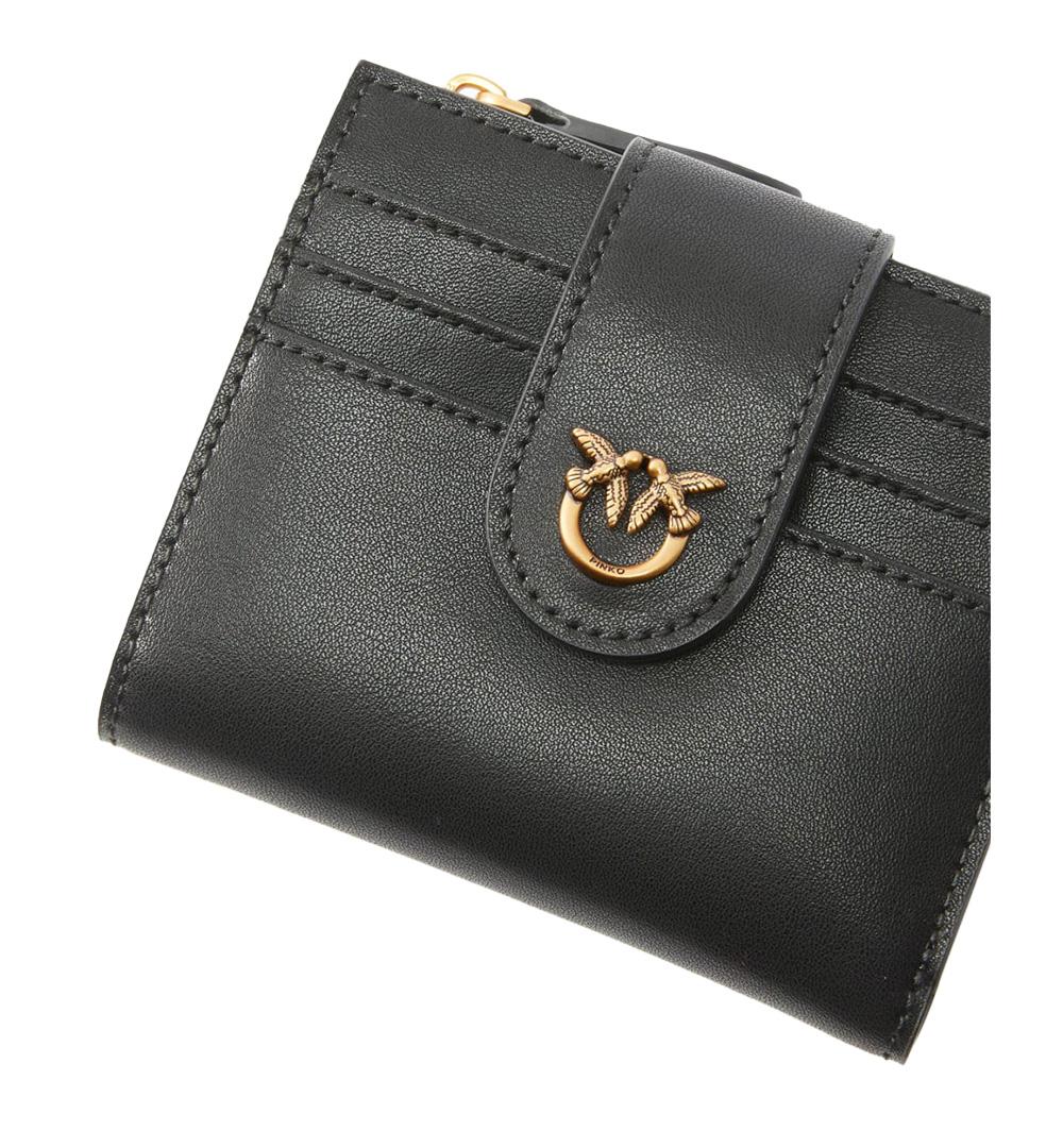 PINKO Portafoglio Pinko donna Multi Purpose Wallet 103610 A0F1 Nero pelle cotone zip placchetta texture 103610 A0F1 Z99Q 
