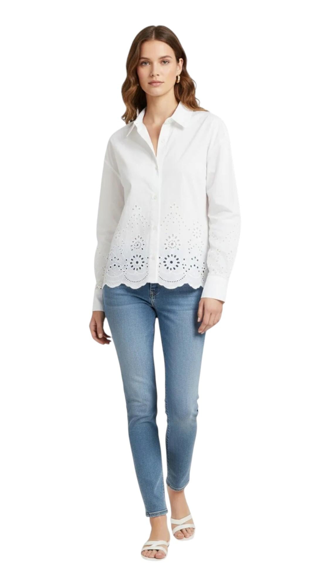 MC2 SAINT BARTH Camicia MC2 SAINT BARTH donna ONE0001 01315L 01 Oriane Morris Flower Embry Sangallo Bianco<BR/> ONE000101315L 01 