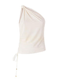 Top donna Pinko 106544A37V Kristel bianco monospalla nodo