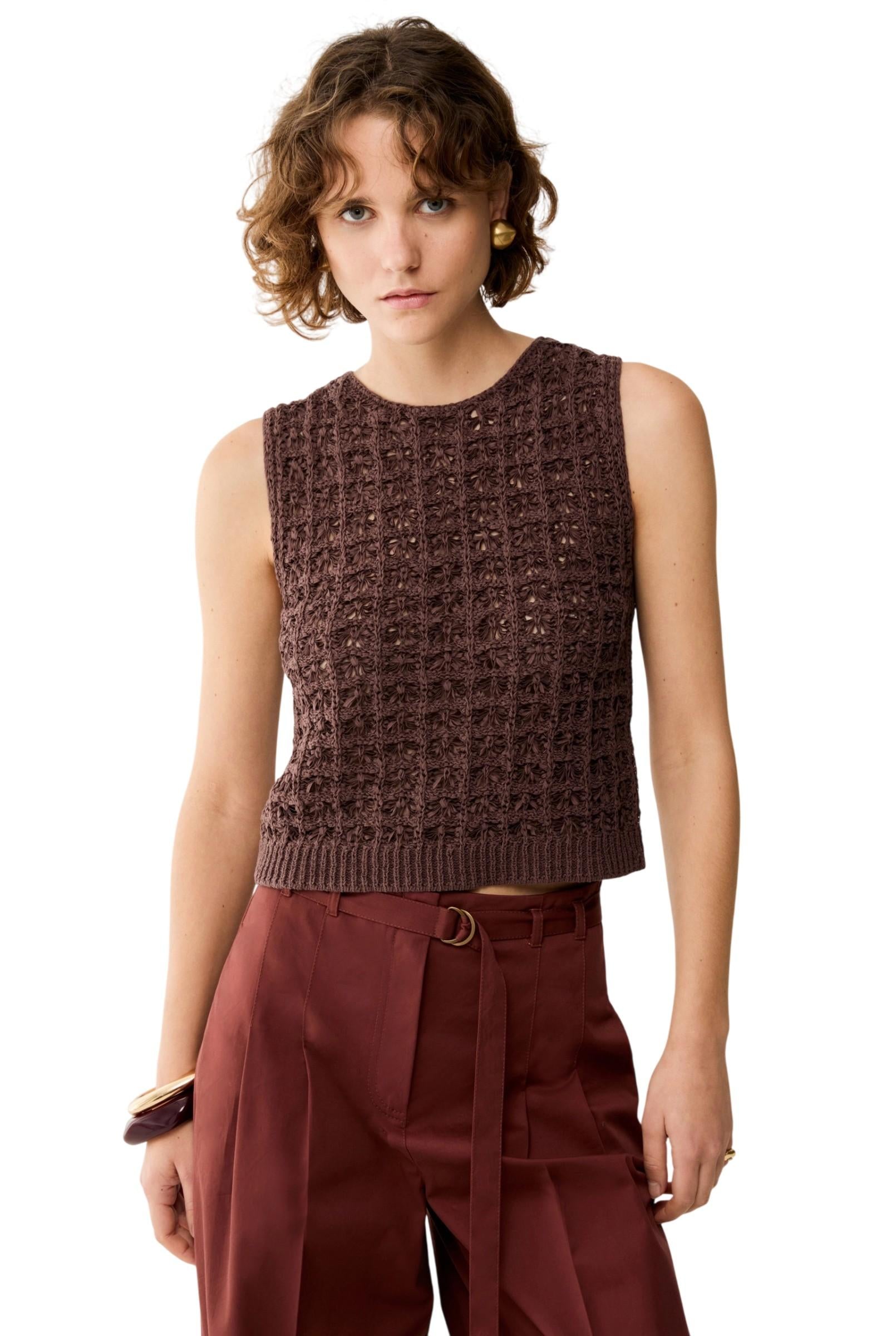 PENNYBLACK Top Pennyblack donna 2612361012200 002 Torre in maglia Marrone<BR/> 2612361012200 002 