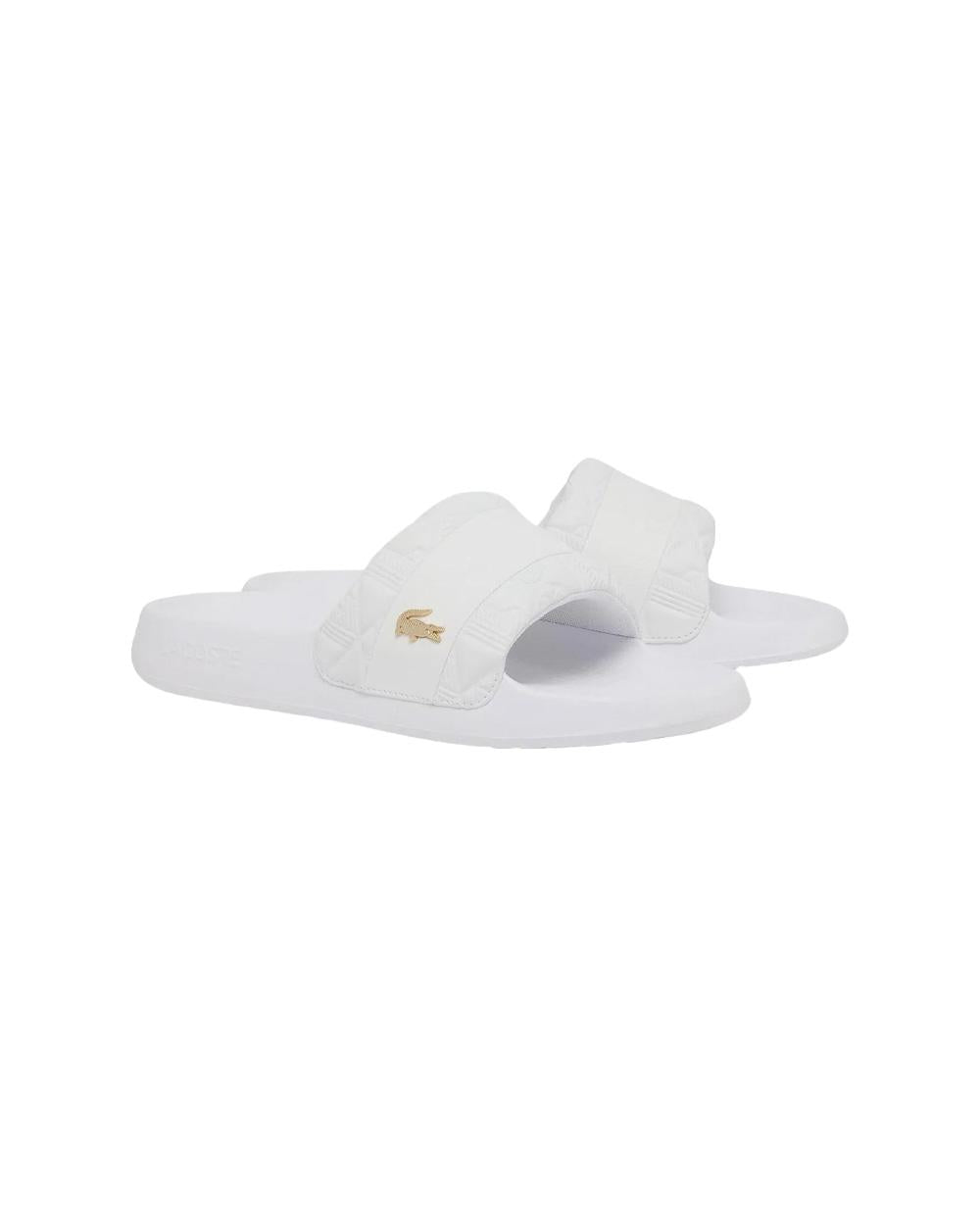 LACOSTE Ciabatte LACOSTE uomo Serve Slide Hybrid E03862 Bianche tinta unita dettaglio logo regular fit<BR/> E03862 21G 