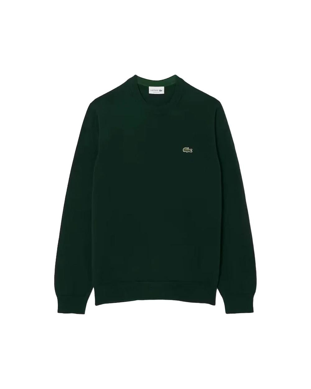 LACOSTE Maglione LACOSTE uomo AH3225 Verde lana girocollo maniche lunghe AH3225 YZP 