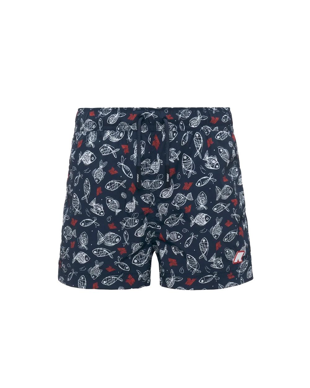 K-WAY Costume K-WAY bambino K2151JW P. HAZEL GRAPHIC BEACH Blu coulisse tasche logo K2151JW C16 