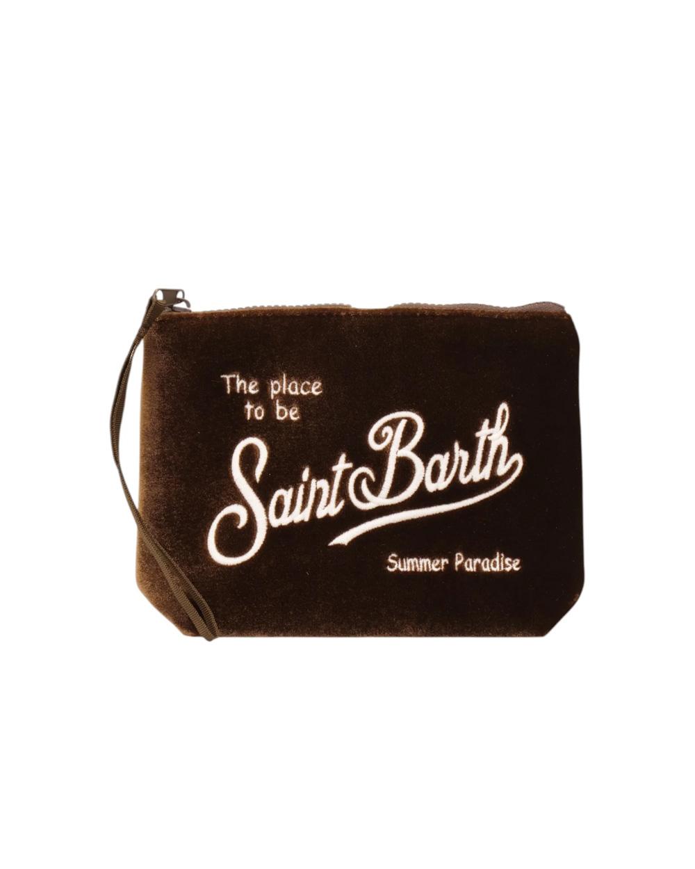 MC2 SAINT BARTH Pochette MC2 SAINT BARTH unisex Aline Velvet ALI001409244L Marrone effetto ciniglia zip logo. ALI001409244L 1910 