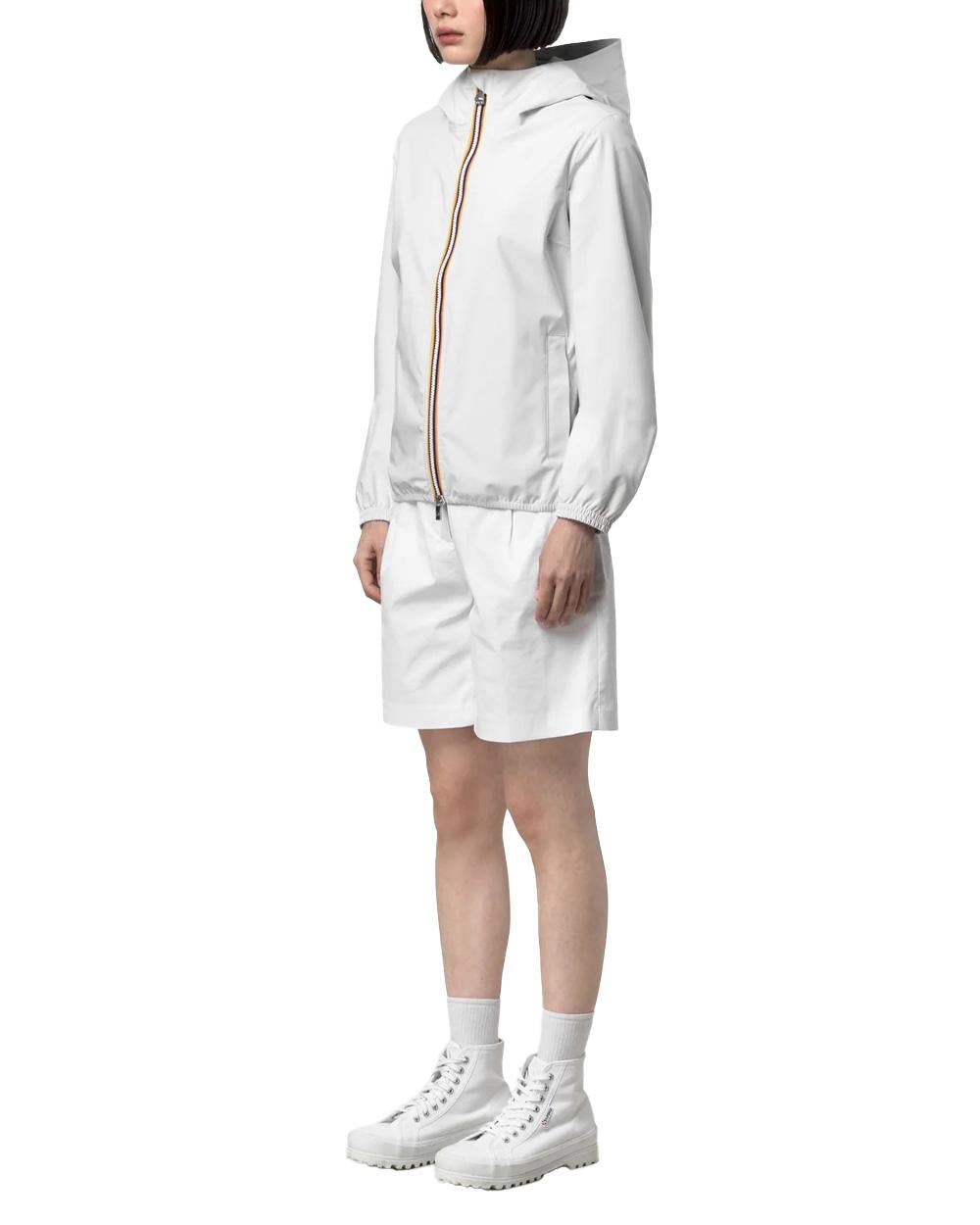 K-WAY Giubbino K-WAY donna K21346W LIL 2.0 STRETCH DOT Bianco impermeabile antivento idrorepellente traspirante K21346W 001 