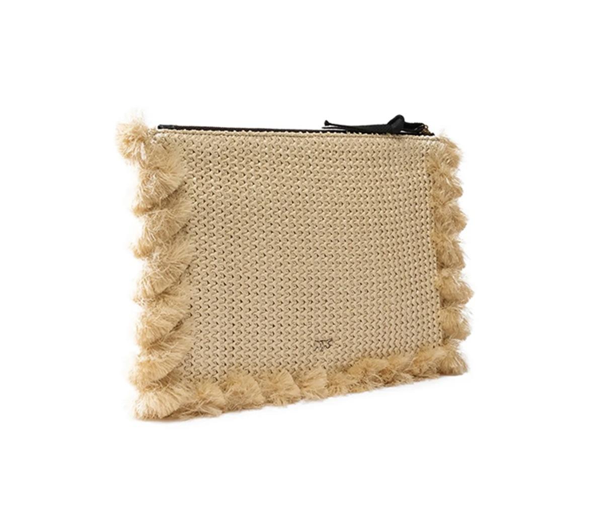 PINKO Bustina Pinko donna 106718A39Y HZ3Q Flat Handle Clutch Rafia Beige<BR/> 106718A39Y HZ3Q 