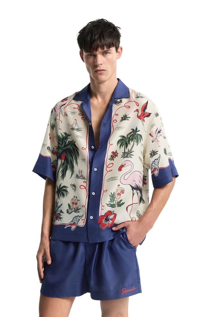 DSQUARED2 Camicia DSQUARED2 uomo S71DM0835D35476001S Aloha Souvenir Fantasia S71DM0835D35476 001S 