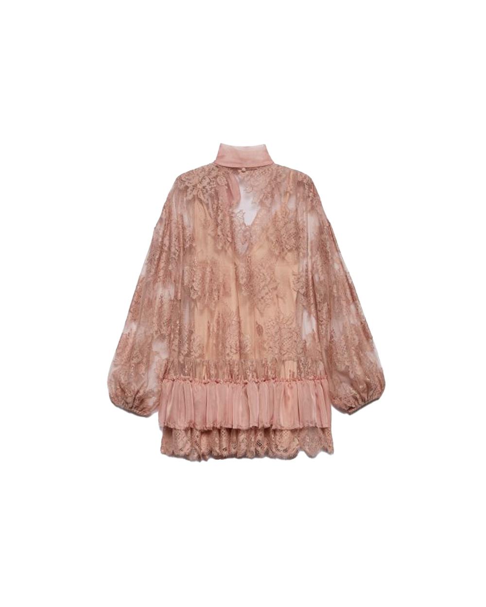 ANIYE  BY Abito ANIYE BY NOA donna 185035 Cipria pizzo ricami floreali rouches maniche lunghe<BR/><BR/> 185035 02486 