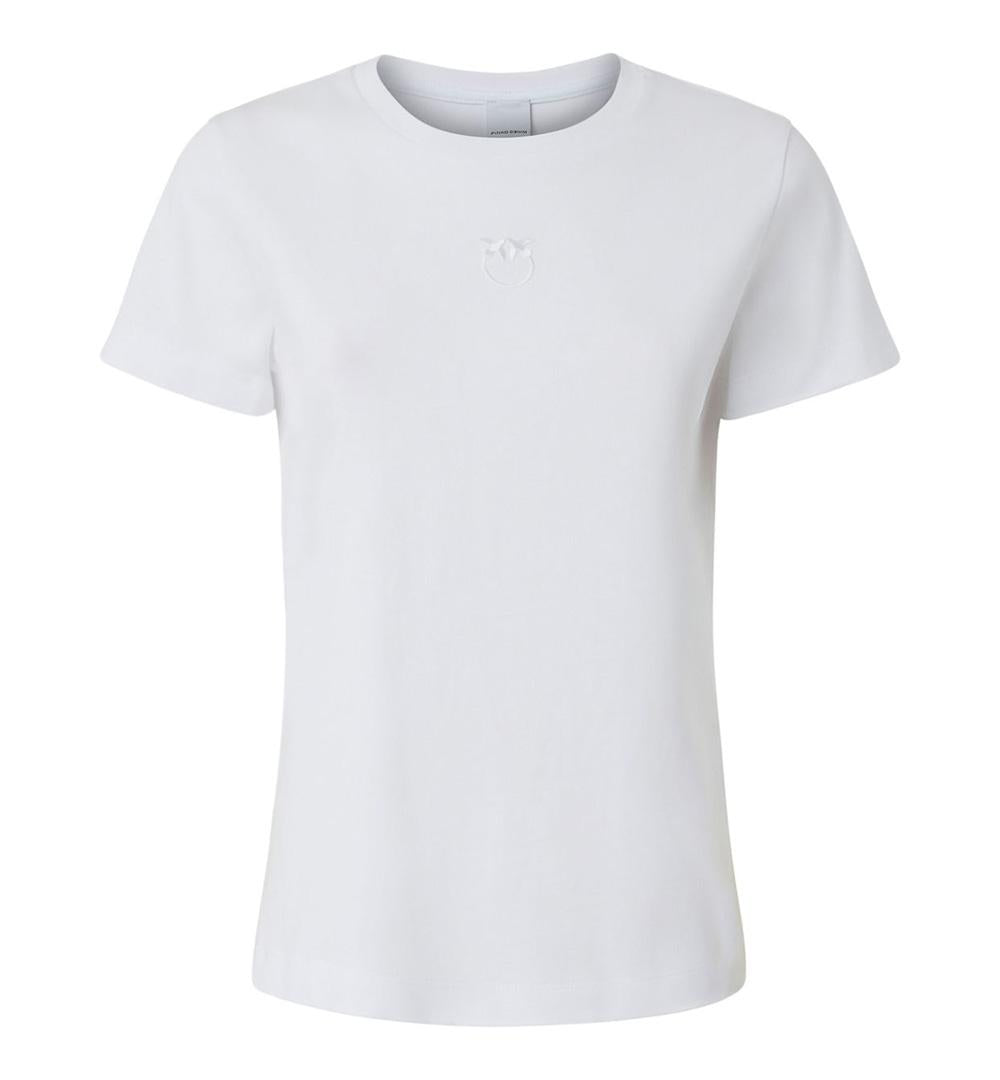 PINKO T-shirt Pinko donna 100355A2HN Bianca manica corta logo ricamato scollo rotondo orlo dritto cotone<BR/> 100355A2HN Z04 