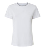 Pinko women's T-shirt 100355A2HN White short sleeve embroidered logo round neck straight hem cotton