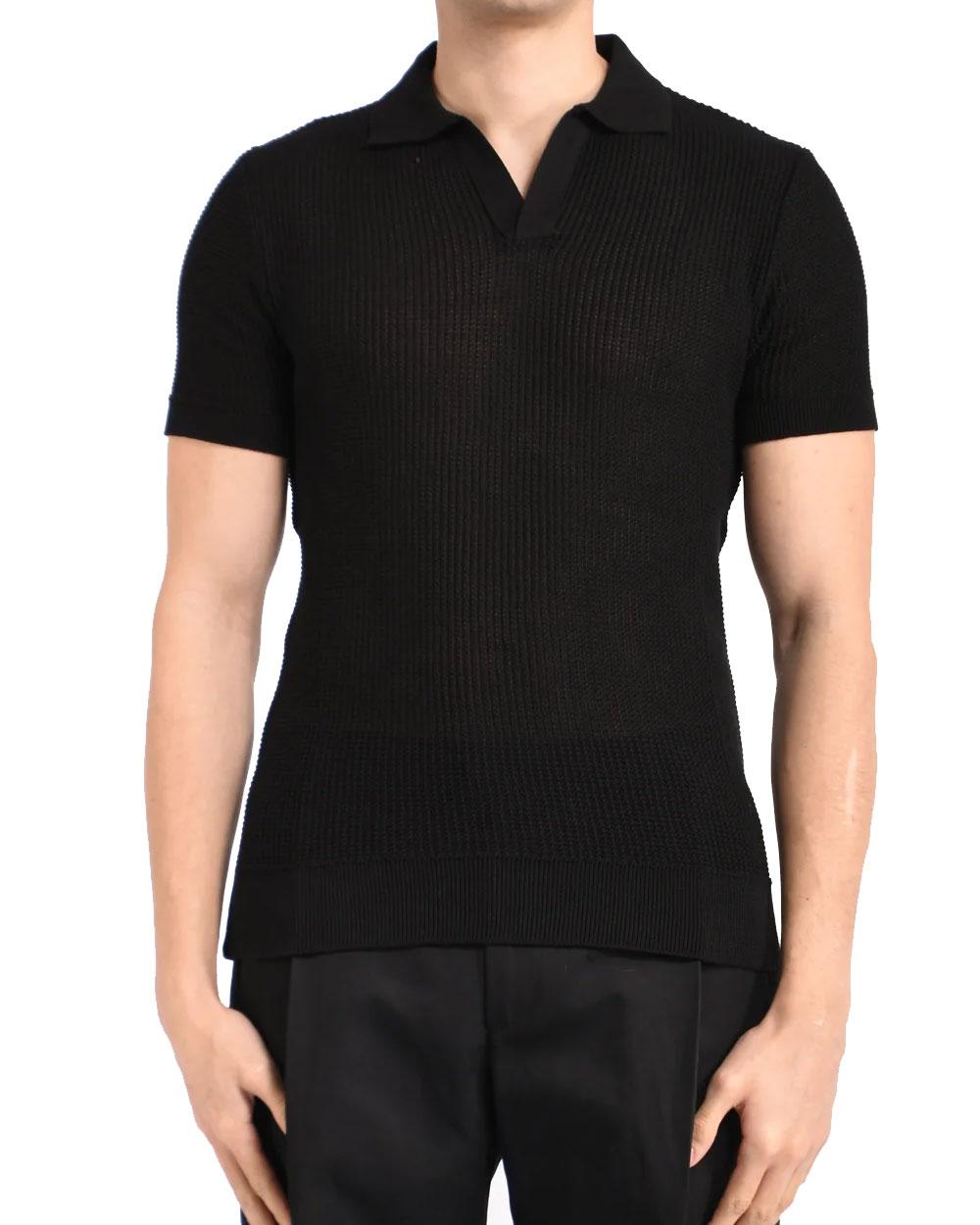 DANIELE ALESSANDRINI Polo Daniele Alessandrini uomo DUMC0014YCO0010 nera traforata<BR/><BR/> DUMC0014YCO0010 9000 