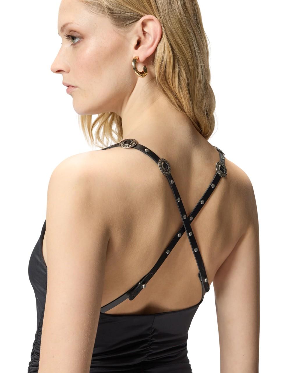 PINKO Body Pinko donna 106955A3C1 Z99 Aosta con spalline incrociate Nero<BR/> 106955A3C1 Z99 