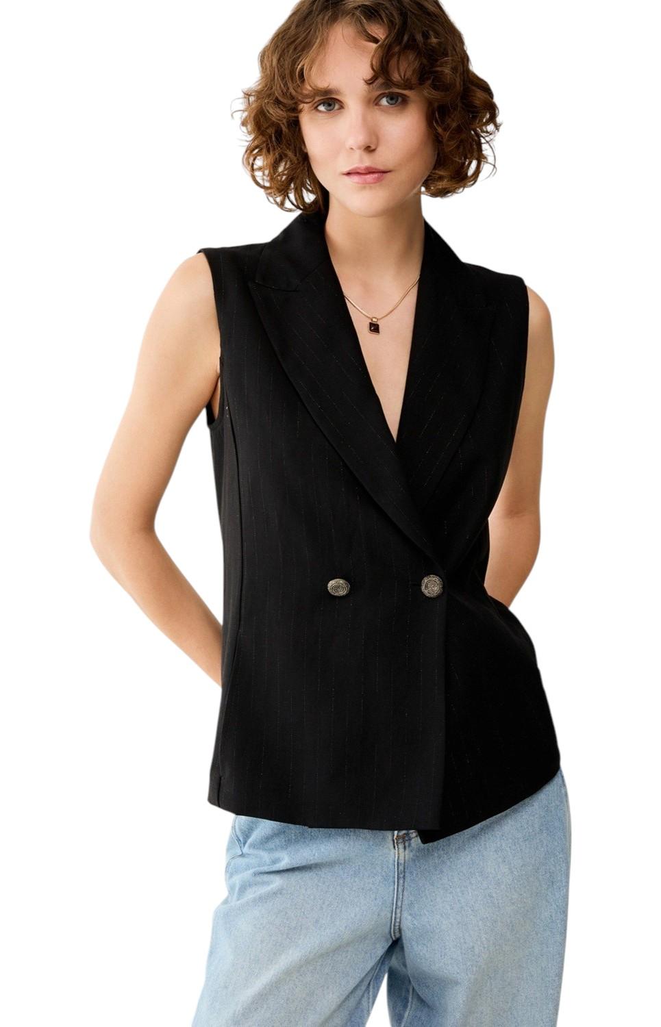 PENNYBLACK Gilet Pennyblack donna 2611151032200 002 Girello a disegno gessato lamé Nero<BR/> 2611151032200 002 