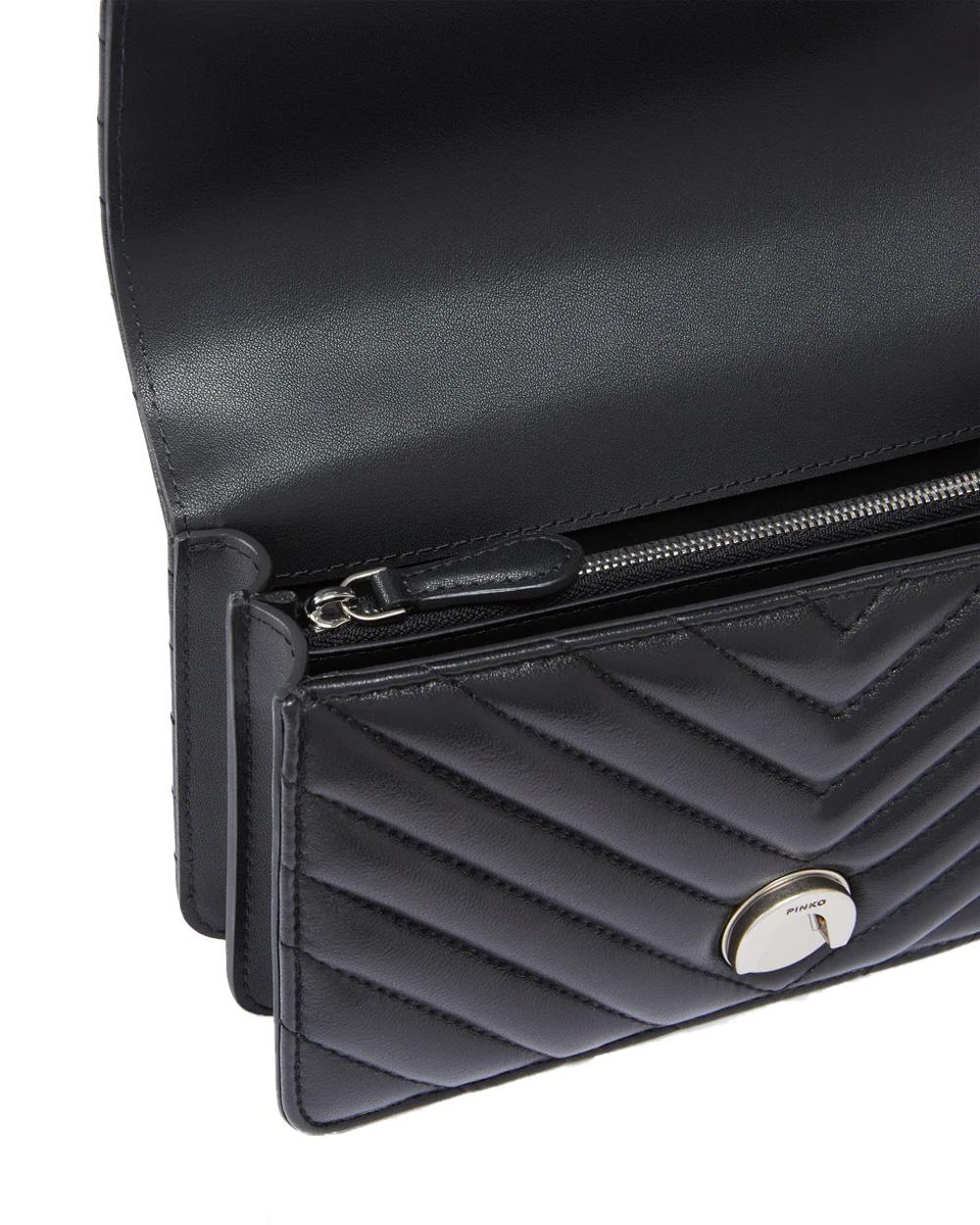PINKO Borsa PINKO donna LOVE ONE MINI DC 100074A0GK Nera nappa trapuntata tracolla argento 100074A0GK Z99O 