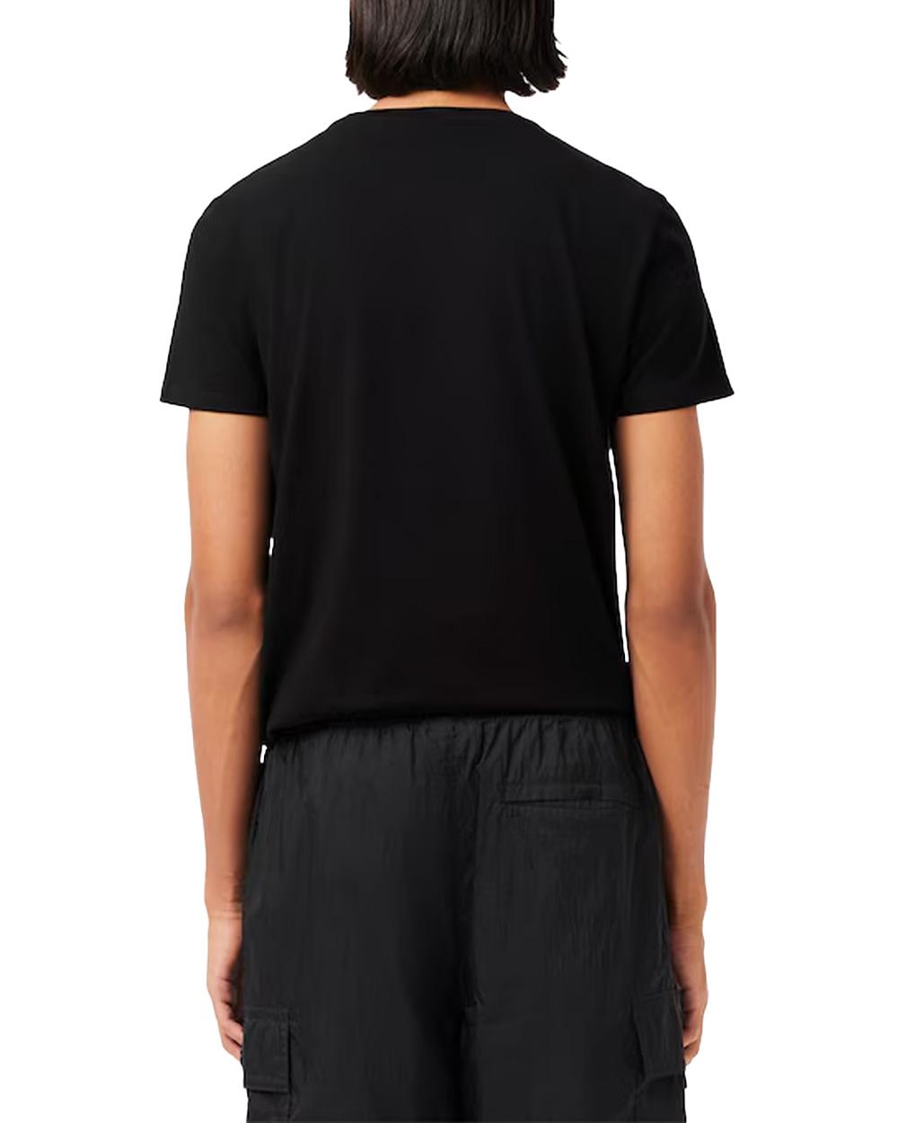 LACOSTE T-shirt LACOSTE uomo TH6709 Nera pregiato cotone taglio dritto regular coccodrillo TH6709 031 