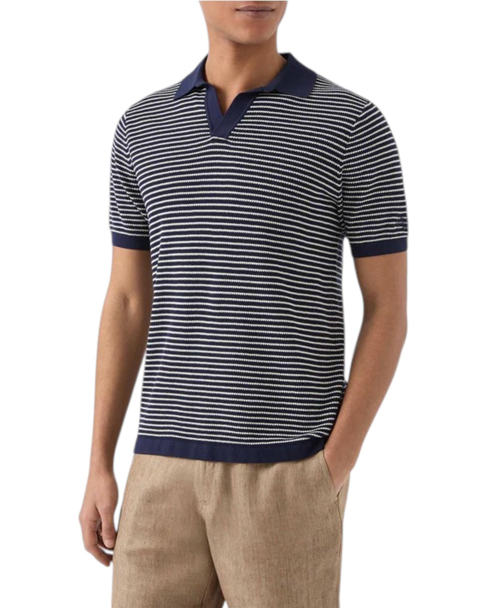 MC2 SAINT BARTH Polo MC2 SAINT BARTH uomo SLO0010 00109L 6110 Sloan in maglia di cotone con righe Bianco Blu Scuro SLO001000109L 6110 