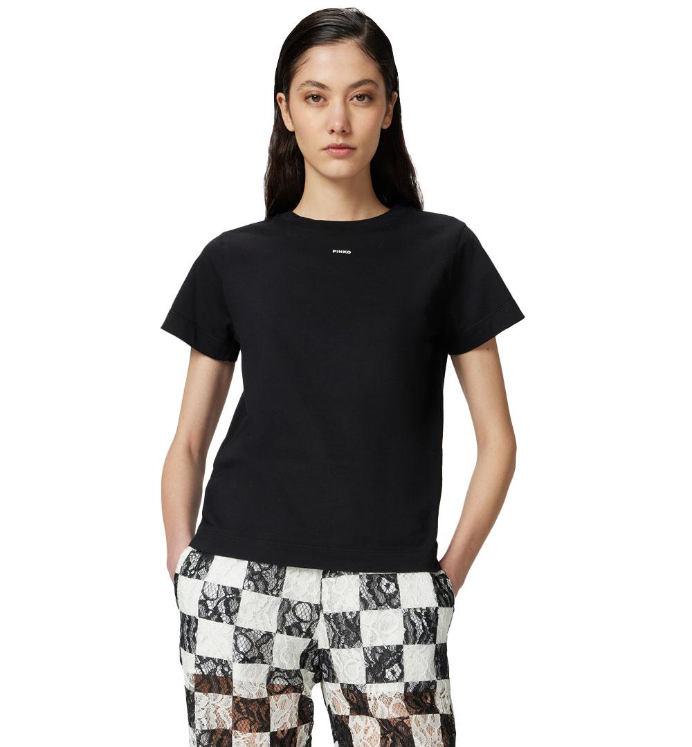 PINKO T-shirt Pinko donna 100373 A228 nera maniche corte mini logo 100373 A228 Z99 