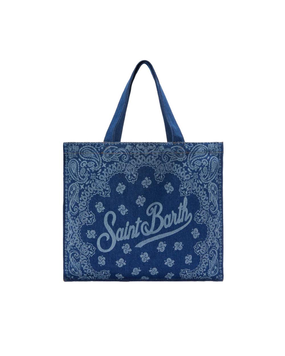MC2 SAINT BARTH Borsa MC2 SAINT BARTH donna Essential EABGN00600780L Blu stampa bandana cotone logo manico EABGN00600780L 00 