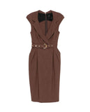 Pinko 106565A2W6 Amandine women's brown midi wrap dress with belt