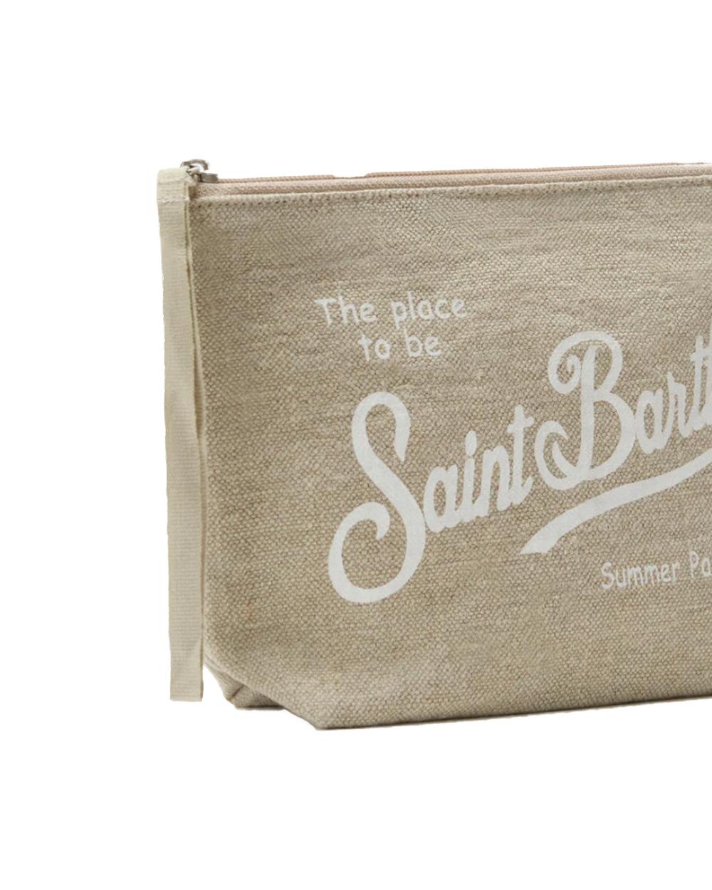MC2 SAINT BARTH Pochette MC2 SAINT BARTH unisex Aline Linen ALI000401139L Beige linologo tinta unita zip laccetto ALI000401139L 11 