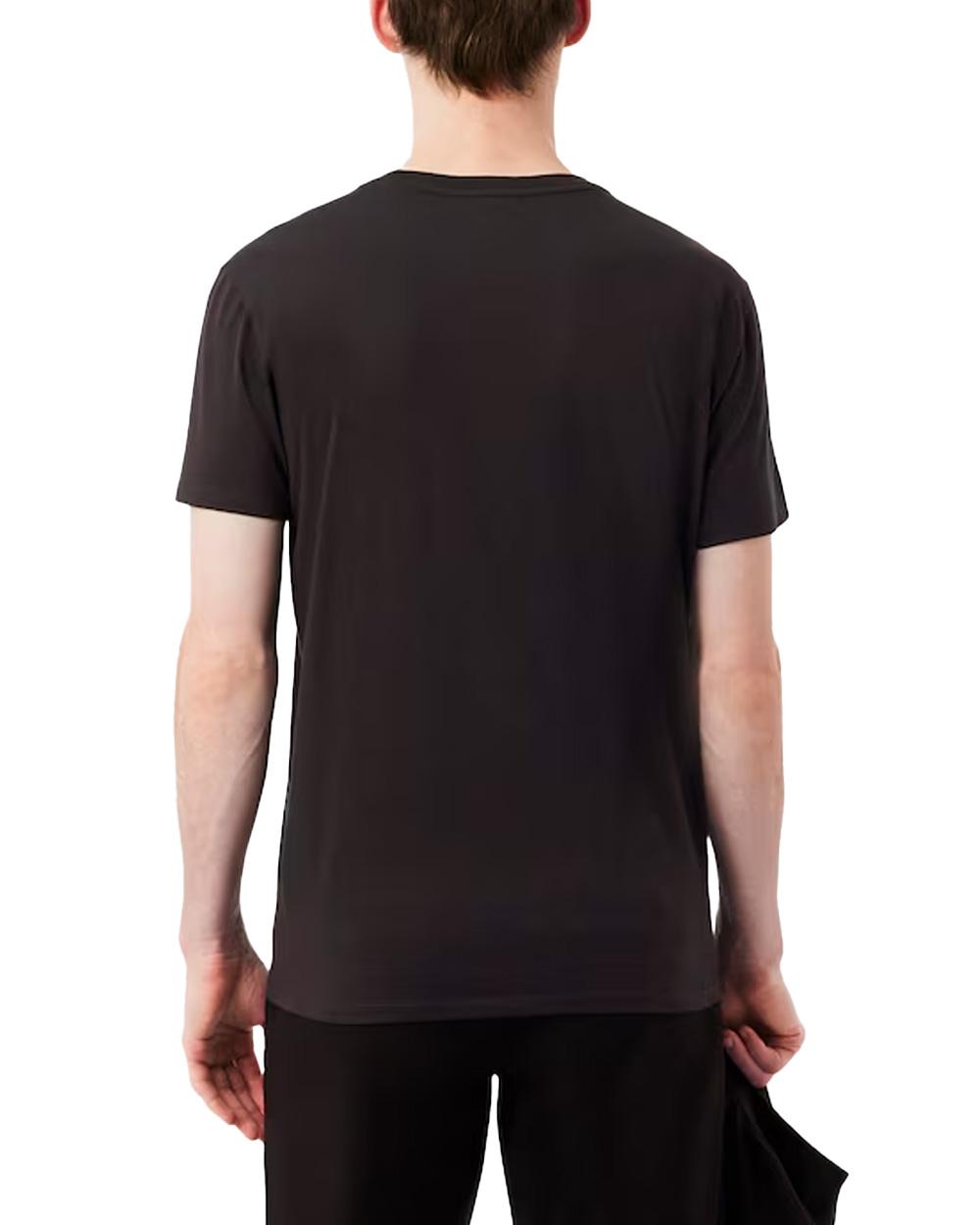 LACOSTE T-shirt LACOSTE uomo TH6709 Marrone pregiato cotone taglio dritto regular coccodrillo TH6709 3LA 