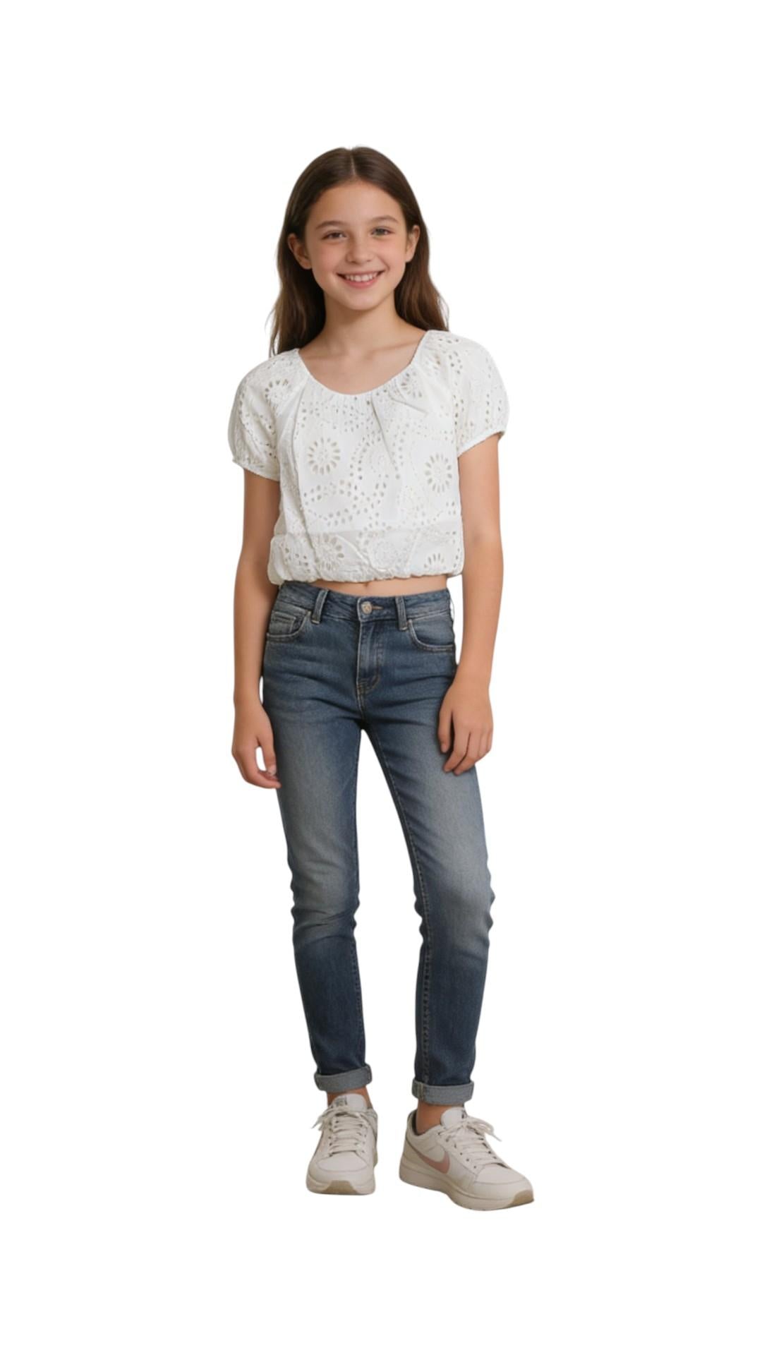 MC2 SAINT BARTH Top MC2 SAINT BARTH bambina GIA0001 01444L 01 Giada Jr traforato corto Sangallo Bianco<BR/> GIA000101444L 01 